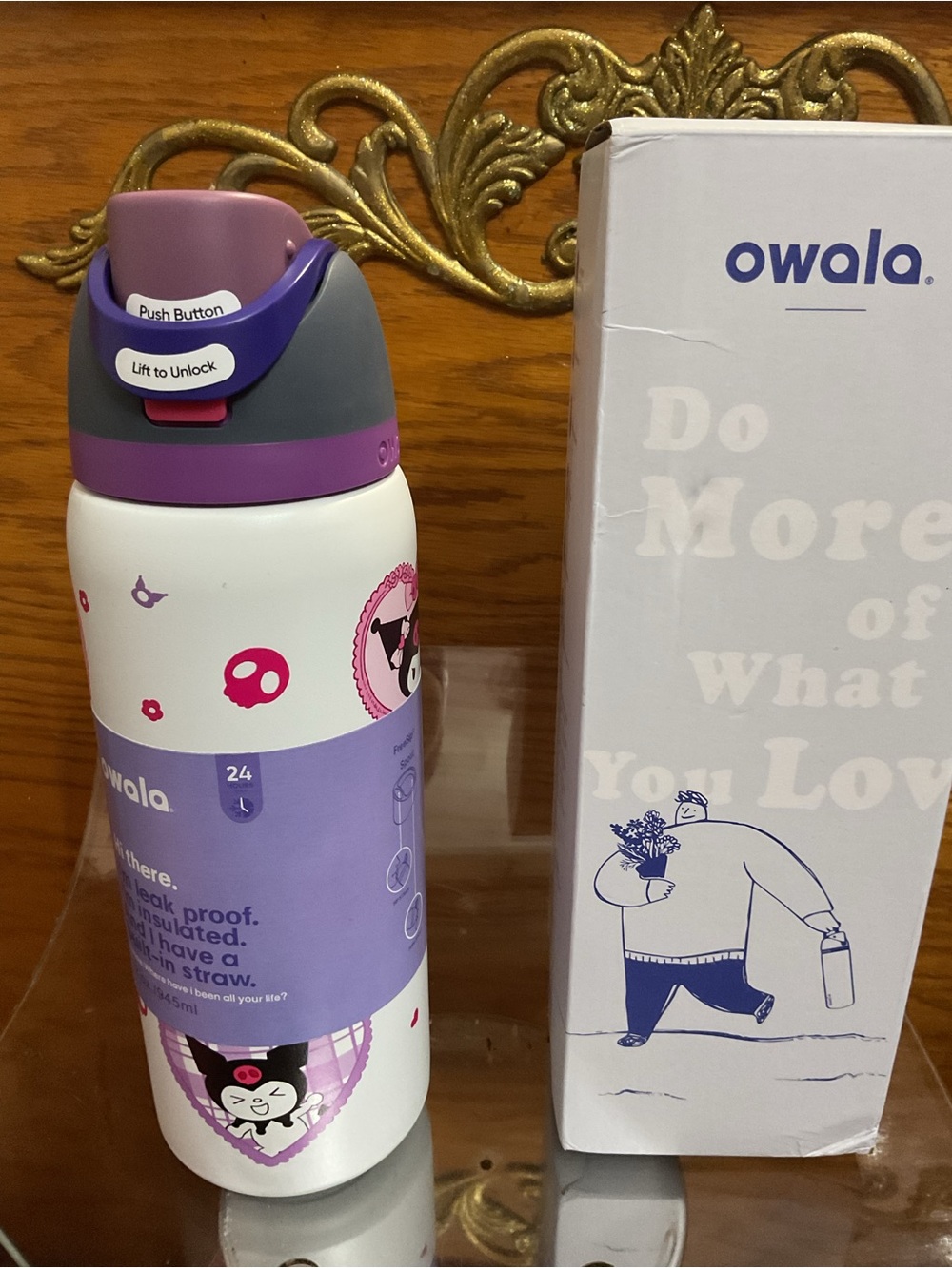 Owala White & Purple Insulated freesip Bottle 32oz